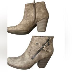 Guess Ankle Boot Womens 8M Brown Dual Side Zippers Buckle Edgy Simple Casual